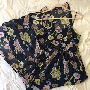 Forever 21 Navy Blue Floral Maxi Dress Size Small